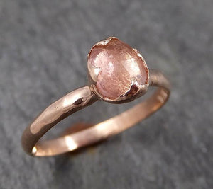 Fancy cut Pink Tourmaline Rose Gold Ring Gemstone Solitaire recycled 14k statement cocktail statement 1488 - by Angeline