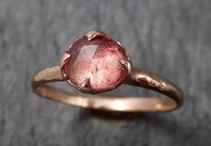 Fancy cut Pink Tourmaline Rose Gold Ring Gemstone Solitaire recycled 14k statement cocktail statement 1489 - by Angeline