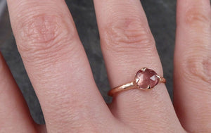 Fancy cut Pink Tourmaline Rose Gold Ring Gemstone Solitaire recycled 14k statement cocktail statement 1489 - by Angeline