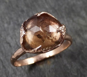 Fancy cut watermelon Tourmaline Rose Gold Ring Gemstone Solitaire recycled 14k statement cocktail statement 1491 - by Angeline