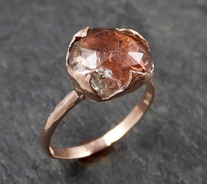 Fancy cut watermelon Tourmaline Rose Gold Ring Gemstone Solitaire recycled 14k statement cocktail statement 1492 - by Angeline