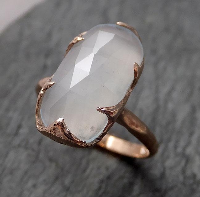 Fancy cut Aquamarine Rose Gold Ring Gemstone Solitaire recycled 14k statement cocktail statement 1493 - by Angeline