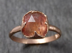 Fancy cut pink Tourmaline Rose Gold Ring Gemstone Solitaire recycled 14k statement cocktail statement 1496 - by Angeline