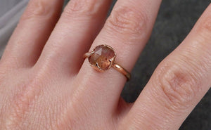 Fancy cut pink Tourmaline Rose Gold Ring Gemstone Solitaire recycled 14k statement cocktail statement 1496 - by Angeline