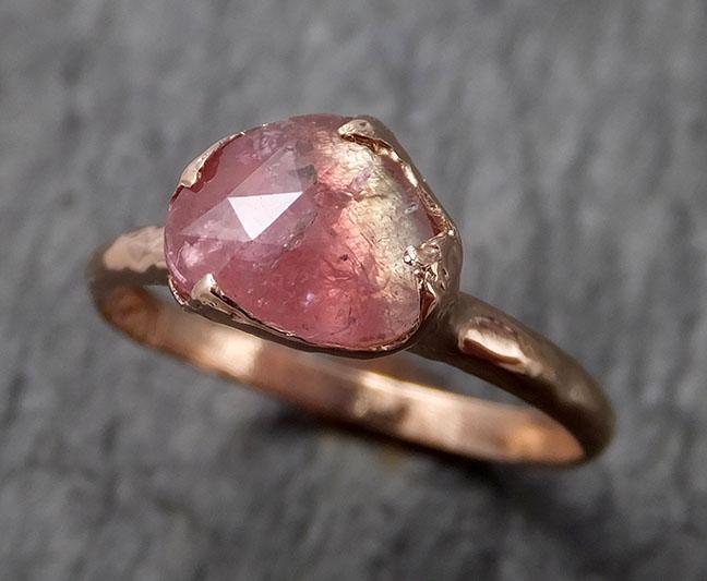Fancy cut watermelon Tourmaline Rose Gold Ring Gemstone Solitaire recycled 14k statement cocktail statement 1499 - by Angeline