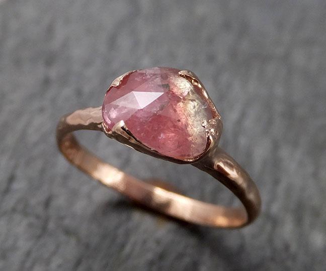 Fancy cut watermelon Tourmaline Rose Gold Ring Gemstone Solitaire recycled 14k statement cocktail statement 1499 - by Angeline