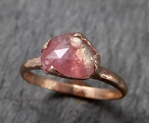Fancy cut watermelon Tourmaline Rose Gold Ring Gemstone Solitaire recycled 14k statement cocktail statement 1499 - by Angeline