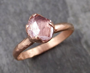 Partially Faceted Champagne Pink Topaz 14k Rose gold Solitaire Ring Gold Pink Gemstone Engagement Ring Raw gemstone Jewelry 0955 - by Angeline