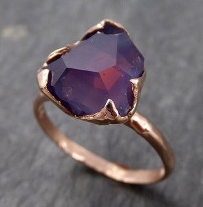 Partially Faceted Sapphire Solitaire 14k rose Gold Engagement Ring Wedding Ring Custom One Of a Kind Gemstone Ring 0958 - by Angeline