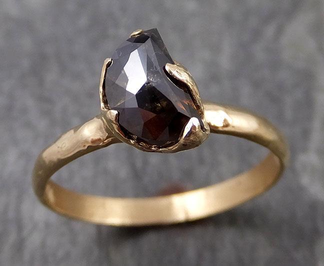 Fancy cut Cognac half moon Diamond Solitaire Engagement 14k Yellow Gold Wedding Ring Diamond Ring byAngeline 0964 - by Angeline