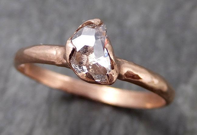 Faceted Fancy cut white Half Moon Diamond Engagement 14k Rose Gold Solitaire Wedding Ring byAngeline 0966 - by Angeline