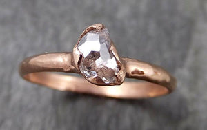 Faceted Fancy cut white Half Moon Diamond Engagement 14k Rose Gold Solitaire Wedding Ring byAngeline 0966 - by Angeline