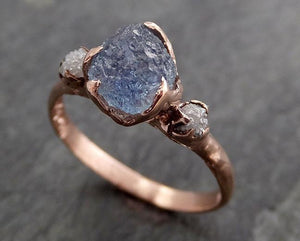 Made to order Raw Sapphire Diamond Rose Gold Engagement Ring Wedding Ring Custom One Of a Kind Gemstone Multi stone Ring c0970