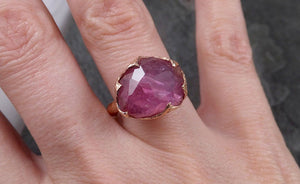Partially Faceted Sapphire 14k rose Gold statement Cocktail Ring Custom One Of a Kind Gemstone Ring Solitaire 1500 - by Angeline