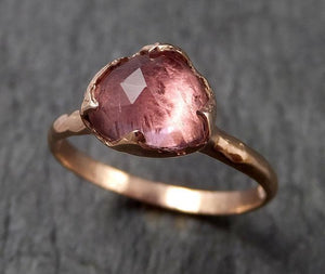 Fancy cut Pink Tourmaline Rose Gold Ring Gemstone Solitaire recycled 14k statement cocktail statement 1504 - by Angeline