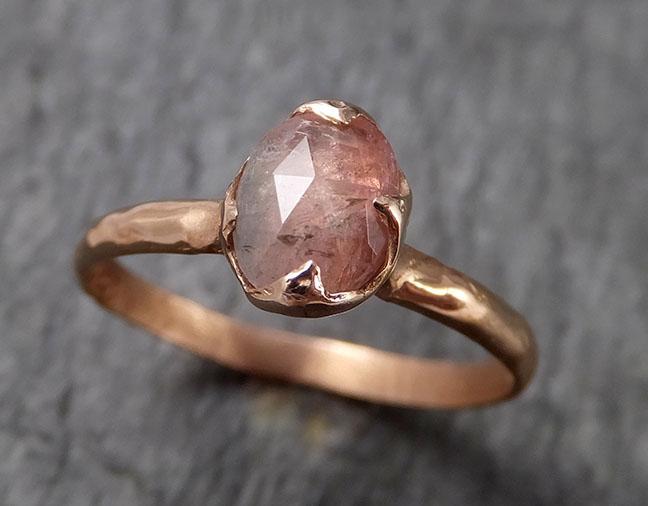 Fancy cut watermelon Tourmaline Rose Gold Ring Gemstone Solitaire recycled 14k statement cocktail statement 1505 - by Angeline