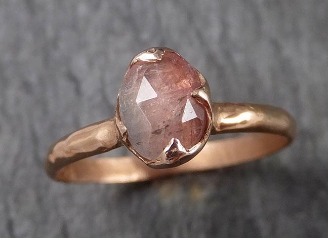 Fancy cut watermelon Tourmaline Rose Gold Ring Gemstone Solitaire recycled 14k statement cocktail statement 1505 - by Angeline