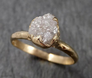 Raw Diamond Engagement Ring Rough Uncut Diamond Solitaire Recycled 14k yellow gold Conflict Free Diamond Wedding Promise 1506 - by Angeline