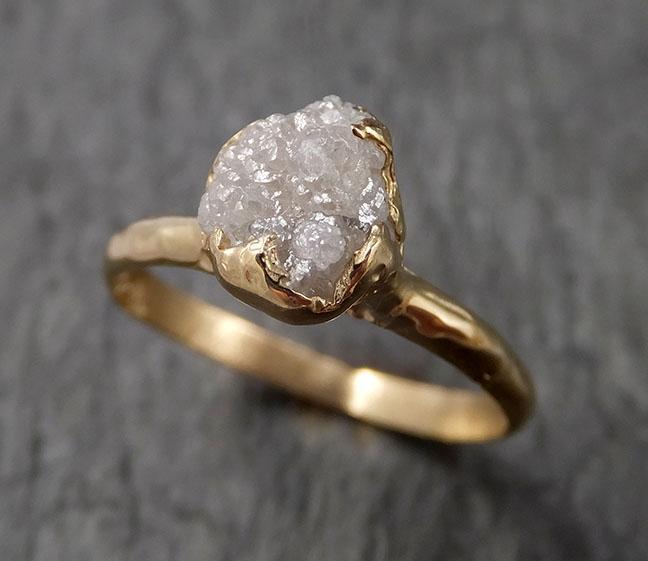Raw Diamond Engagement Ring Rough Uncut Diamond Solitaire Recycled 14k yellow gold Conflict Free Diamond Wedding Promise 1506 - by Angeline