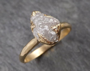 Raw Diamond Engagement Ring Rough Uncut Diamond Solitaire Recycled 14k yellow gold Conflict Free Diamond Wedding Promise 1507 - by Angeline
