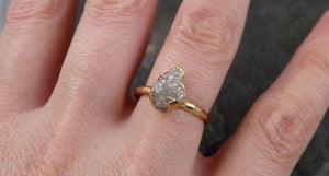 Raw Diamond Engagement Ring Rough Uncut Diamond Solitaire Recycled 14k yellow gold Conflict Free Diamond Wedding Promise 1507 - by Angeline