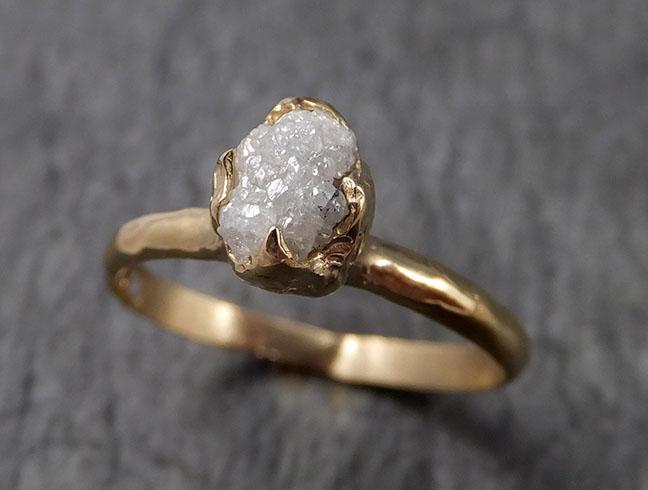 Raw Diamond Engagement Ring Rough Uncut Diamond Solitaire Recycled 14k yellow gold Conflict Free Diamond Wedding Promise 1508 - by Angeline