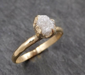 Raw Diamond Engagement Ring Rough Uncut Diamond Solitaire Recycled 14k yellow gold Conflict Free Diamond Wedding Promise 1508 - by Angeline