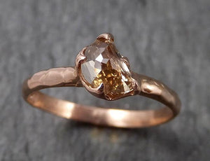 Fancy cut champagne  moon Diamond Solitaire Engagement 14k Rose Gold Wedding Ring Diamond Ring byAngeline 1509 - by Angeline