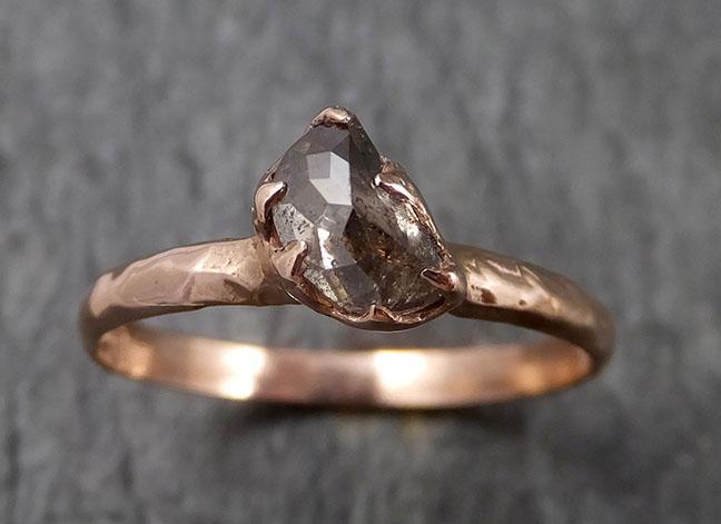 Fancy cut Salt and Pepper moon Diamond Solitaire Engagement 14k Rose Gold Wedding Ring Diamond Ring byAngeline 1510 - by Angeline