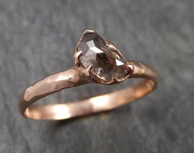 Fancy cut Salt and Pepper moon Diamond Solitaire Engagement 14k Rose Gold Wedding Ring Diamond Ring byAngeline 1510 - by Angeline