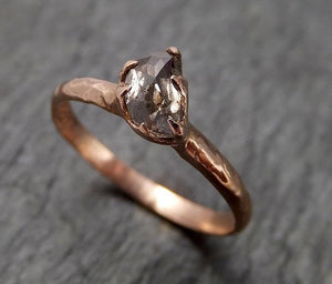 Fancy cut Salt and Pepper moon Diamond Solitaire Engagement 14k Rose Gold Wedding Ring Diamond Ring byAngeline 1510 - by Angeline