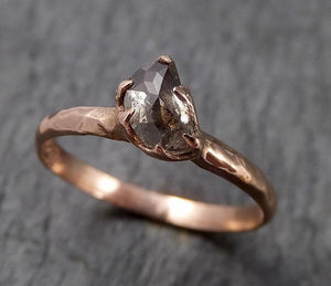 Fancy cut Salt and Pepper moon Diamond Solitaire Engagement 14k Rose Gold Wedding Ring Diamond Ring byAngeline 1510 - by Angeline