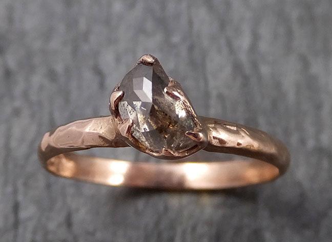 Fancy cut Salt and Pepper moon Diamond Solitaire Engagement 14k Rose Gold Wedding Ring Diamond Ring byAngeline 1510 - by Angeline