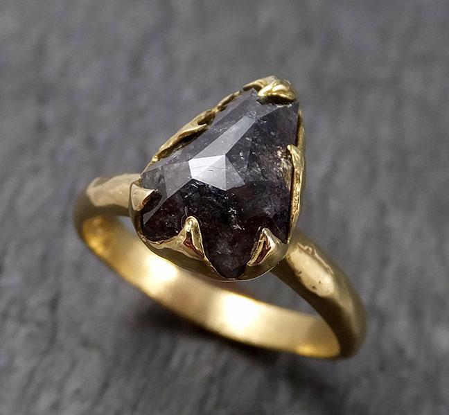 Fancy cut salt and pepper Diamond Solitaire Engagement 18k yellow Gold Wedding Ring Diamond Ring byAngeline 1516 - by Angeline