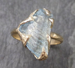 Partially faceted Aquamarine Solitaire Ring 14k gold Custom One Of a Kind Gemstone Ring Bespoke byAngeline 0976 - by Angeline