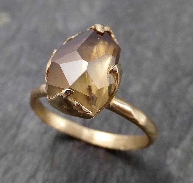 Partially Faceted Sapphire Solitaire 14k yellow Gold Engagement Ring Wedding Ring Custom One Of a Kind Gemstone Ring 0978 - by Angeline