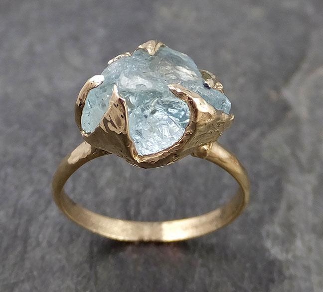 Raw uncut Aquamarine Solitaire Ring Custom One Of a Kind Gemstone Ring Bespoke byAngeline 0979 - by Angeline
