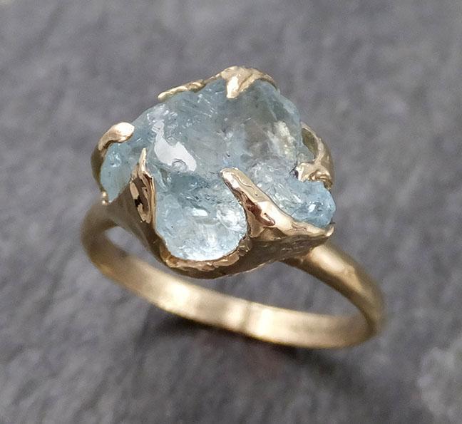 Raw uncut Aquamarine Solitaire Ring Custom One Of a Kind Gemstone Ring Bespoke byAngeline 0979 - by Angeline