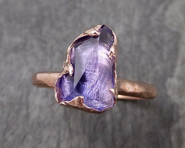 Partially faceted Tanzanite Crystal rose Gold Ring Gemstone Solitaire recycled 14k byAngeline 0982 - by Angeline