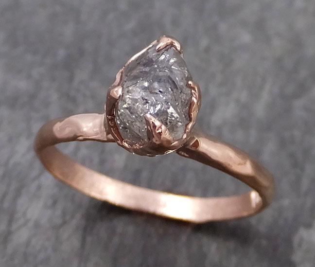 natural uncut salt and pepper Diamond Solitaire Engagement 14k Rose Gold Wedding Ring byAngeline 0983 - by Angeline