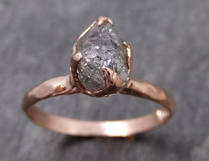 natural uncut salt and pepper Diamond Solitaire Engagement 14k Rose Gold Wedding Ring byAngeline 0983 - by Angeline
