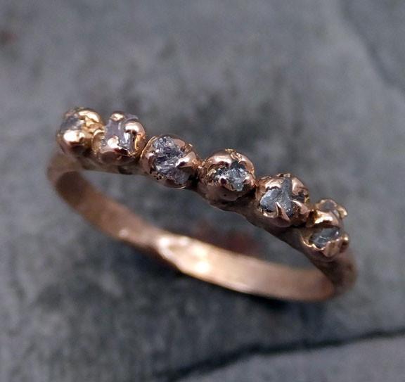 Raw Pink Grey White Diamonds Rose Gold Ring Wedding Band Custom One Of a Kind Gemstone Ring Rough Diamond Ring - by Angeline