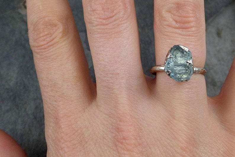 uncut aquamarine solitaire ring  one of a kind gemstone ring bespoke byangeline 0494 Alternative Engagement