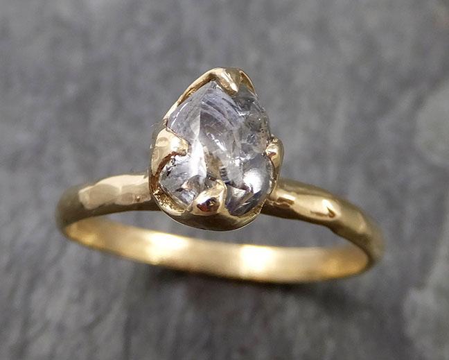 natural rough uncut salt and pepper Diamond Solitaire Engagement 14k yellow Gold Wedding Ring byAngeline 1002 - by Angeline