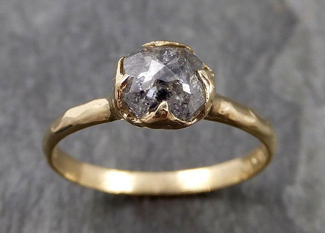 Fancy cut salt and pepper Diamond Solitaire Engagement 14k yellow Gold Wedding Ring Diamond Ring byAngeline 1000 - by Angeline