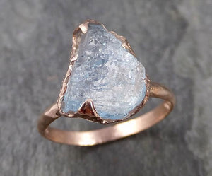 Raw uncut Aquamarine Solitaire Ring Custom One Of a Kind Gemstone Ring Bespoke byAngeline 1007 - by Angeline