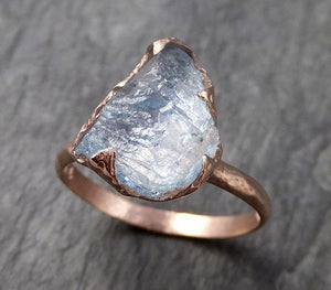 Raw uncut Aquamarine Solitaire Ring Custom One Of a Kind Gemstone Ring Bespoke byAngeline 1007 - by Angeline