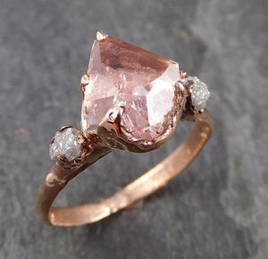 Partially Faceted Pink Topaz Diamond 14k rose Gold Ring One Of a Kind Gemstone Ring Recycled gold byAngeline Multi stone 1011 - by Angeline