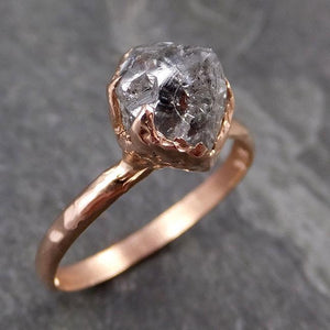 natural uncut salt and pepper Diamond Solitaire Engagement 14k Rose Gold Wedding Ring byAngeline 1014 - by Angeline