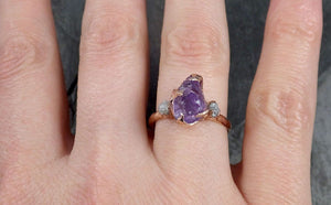Amethyst Rose Gold Ring Purple Gemstone Recycled 14k rose Gold Gemstone Cocktail Statement ring 1020 - by Angeline